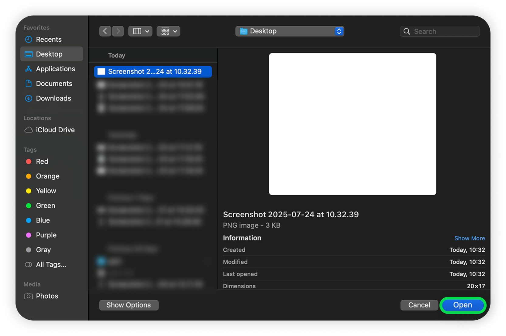 View of macOS file selection window, open button is highlighted.png
